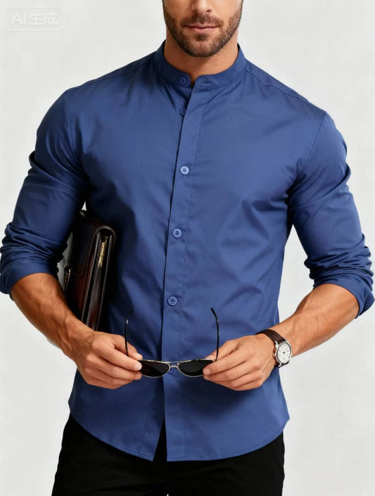 Teenage Men's Stand-up Collar Shirt DEU818