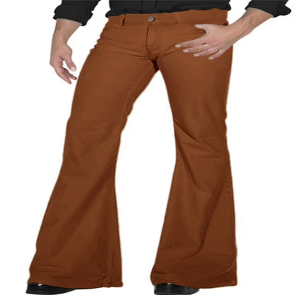 Solid Color Daily Casual Stretch Slim Retro Bell-bottom Pants DEU818