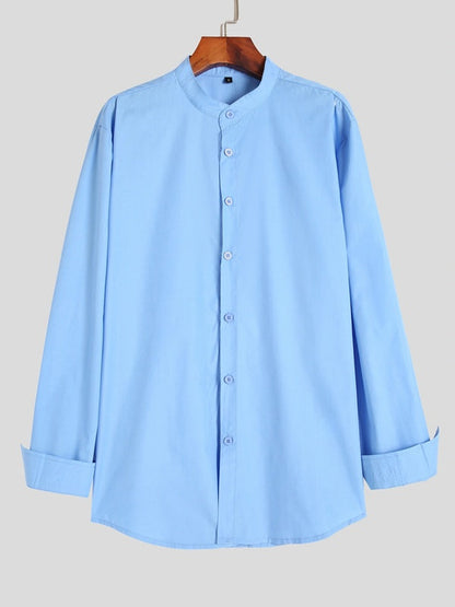 Teenage Men's Stand-up Collar Shirt DEU818