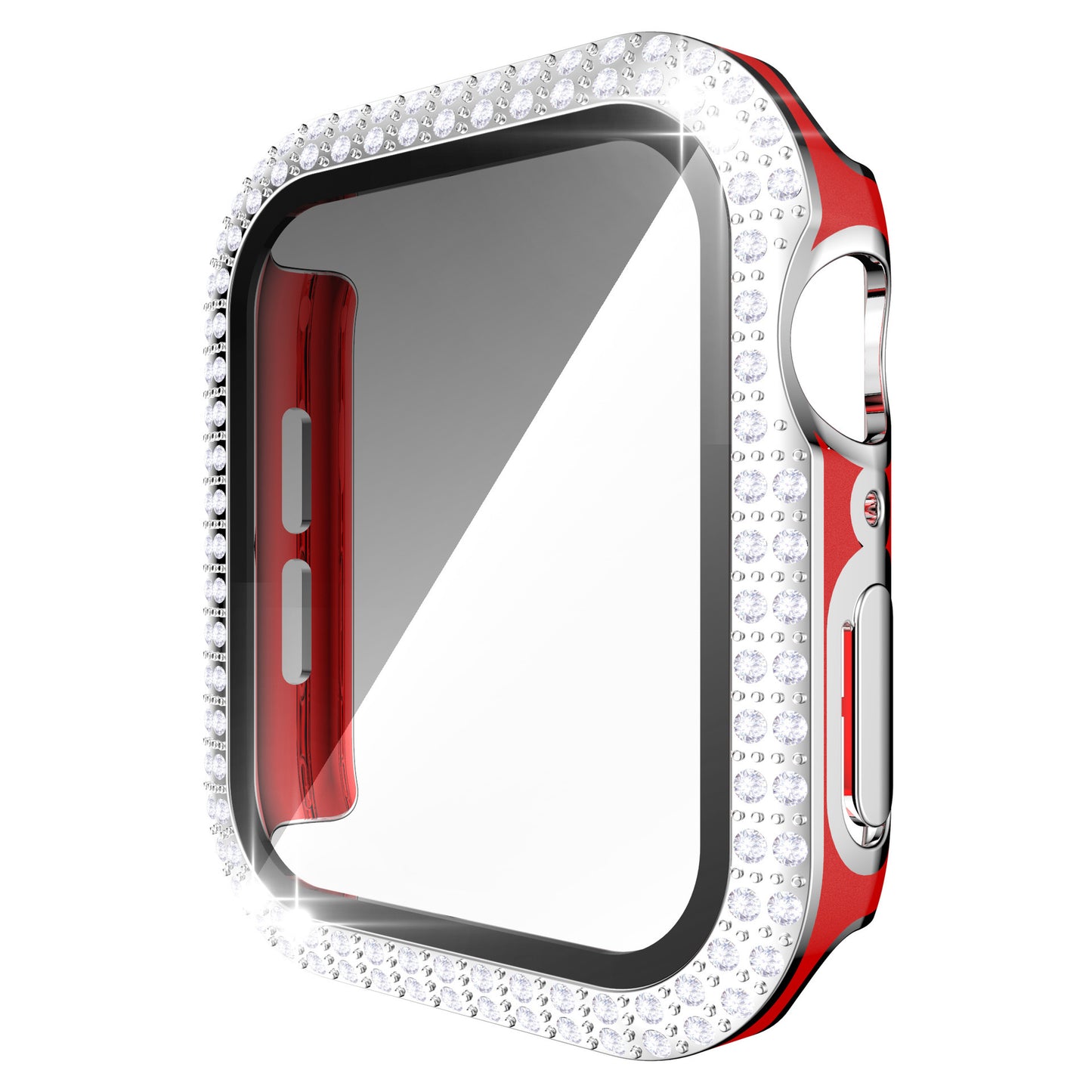 Electroplating Two Color Double Diamond One Piece Shell PC Plus Tempered Film