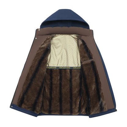 Men's Cotton-padded Clothes Fleece-lined Thickened Outdoor Windproof Waterproof DEU818