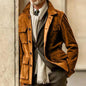 Regular Men's Cowhide Casual Coat And Trench Coat Multi-pocket