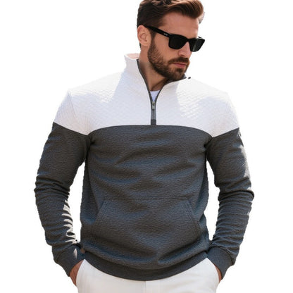 Winter Heavy Fleece-lined Casual Loose Multicolor Men's Plus Size Stand Collar Zipper Sweater DEU818