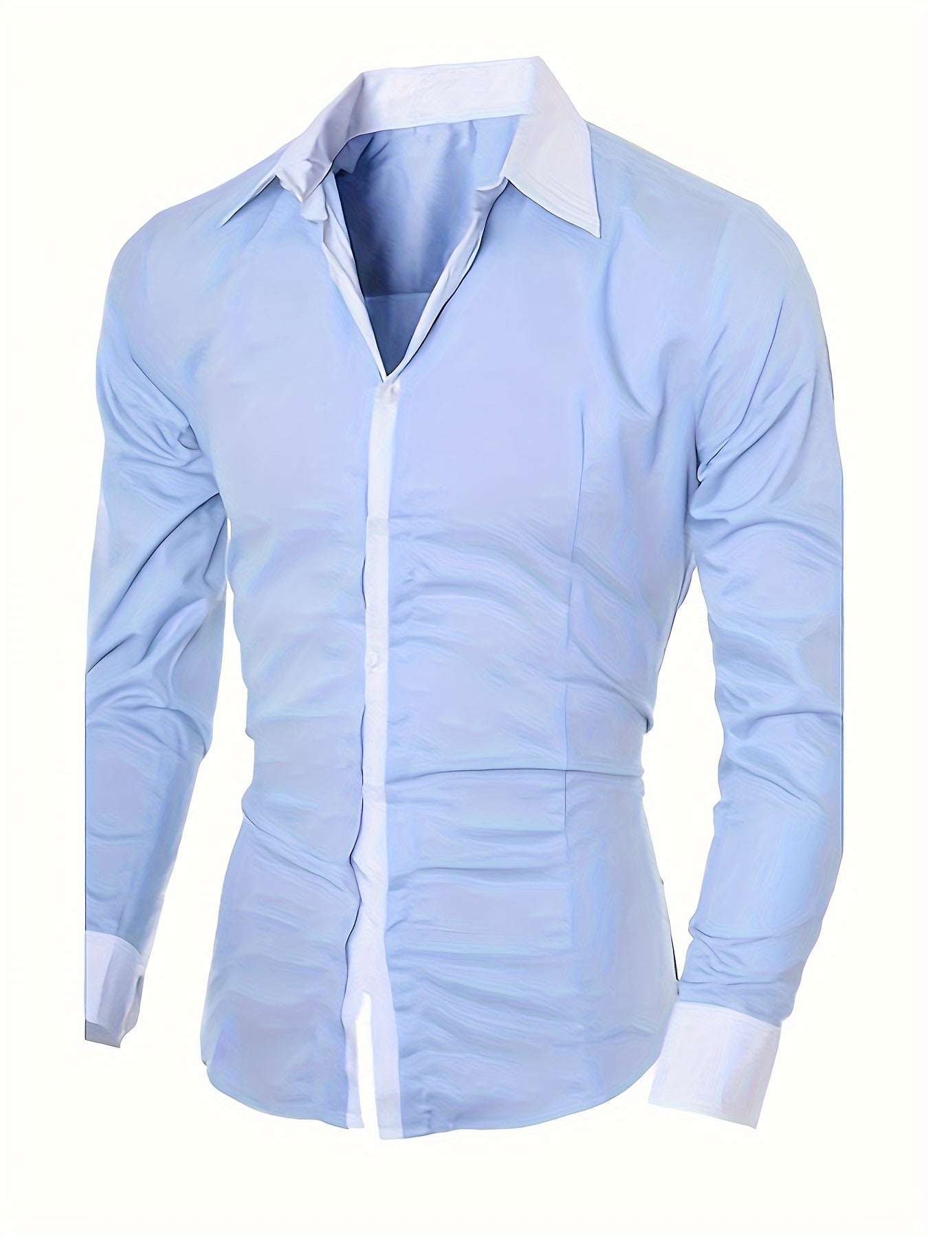 A Stylish Business Shirt For Teenagers And A Long-sleeved Shirt With Contrasting Colors