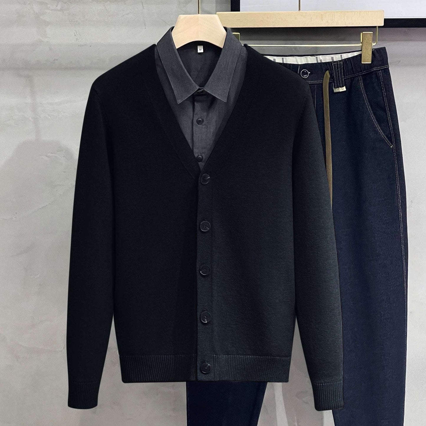 Knitted Cardigan Men's Sweater Coat Outer Wear Casual V-neck