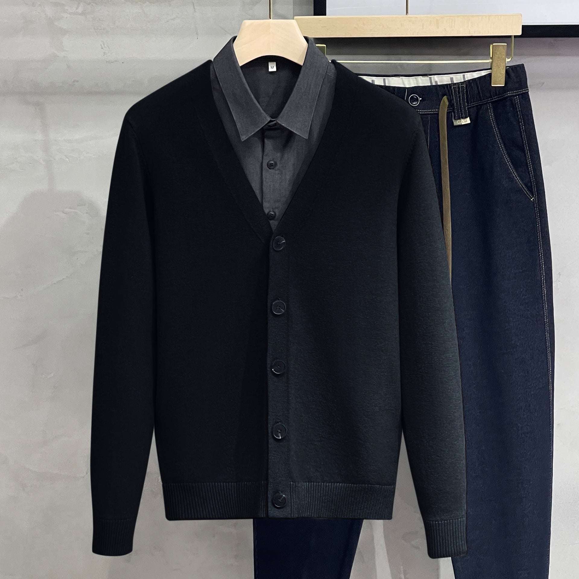 Knitted Cardigan Men's Sweater Coat Outer Wear Casual V-neck