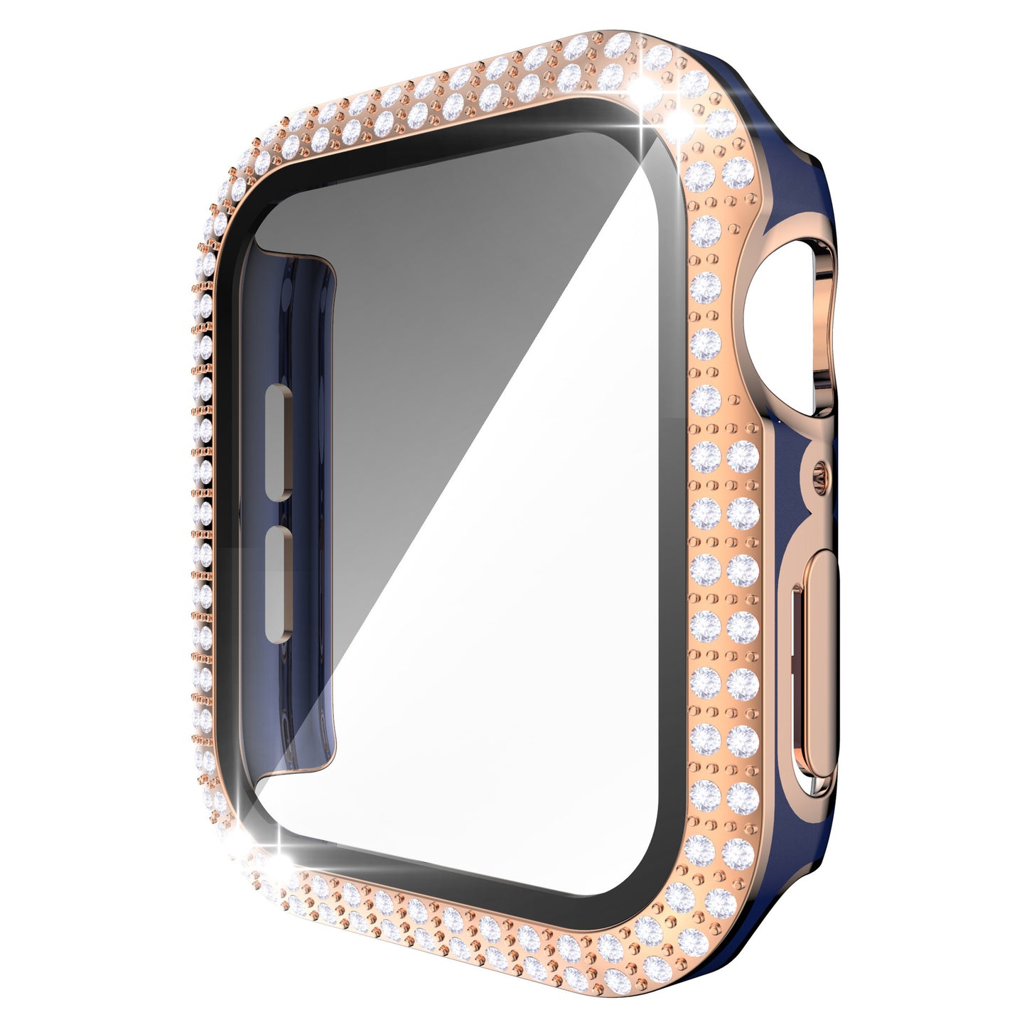 Electroplating Two Color Double Diamond One Piece Shell PC Plus Tempered Film