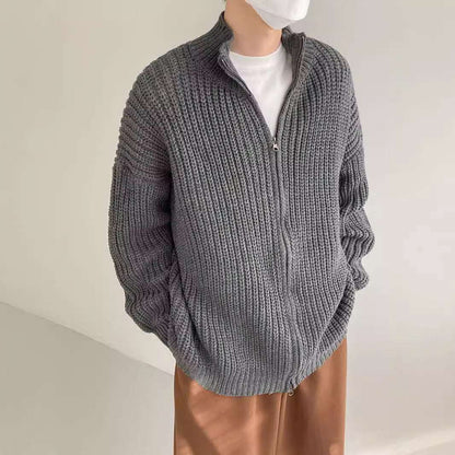 Half Turtleneck Men's Spring And Autumn All-matching Lazy Style Solid Color Sweater Coat