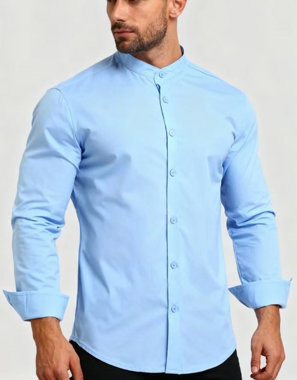 Teenage Men's Stand-up Collar Shirt DEU818