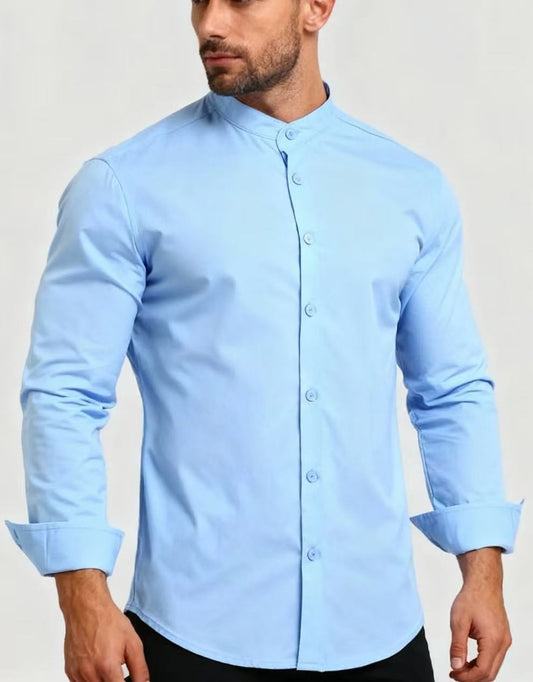 Teenage Men's Stand-up Collar Shirt DEU818
