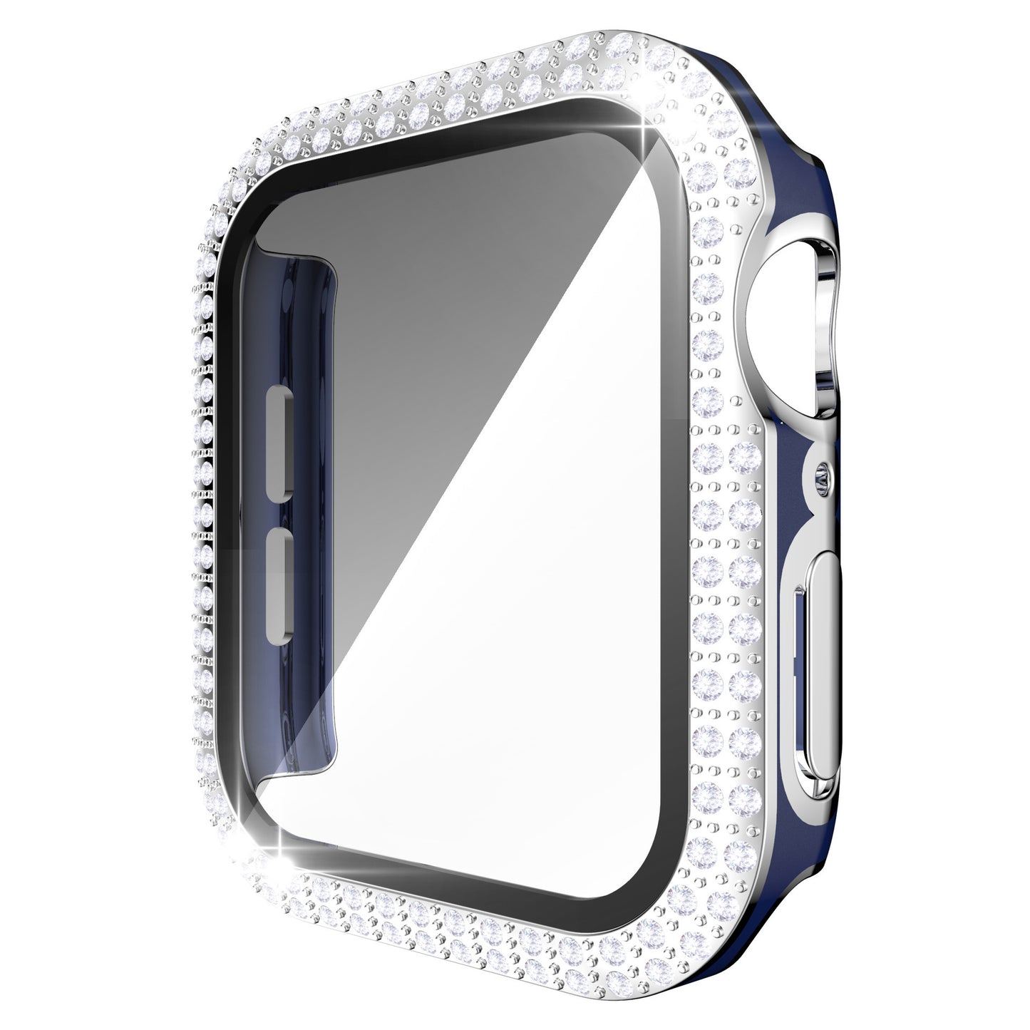 Electroplating Two Color Double Diamond One Piece Shell PC Plus Tempered Film