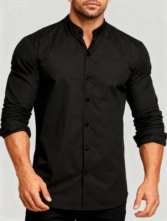 Teenage Men's Stand-up Collar Shirt DEU818