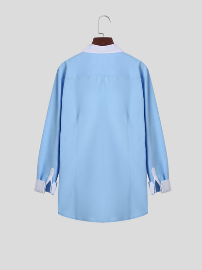 A Stylish Business Shirt For Teenagers And A Long-sleeved Shirt With Contrasting Colors DEU818