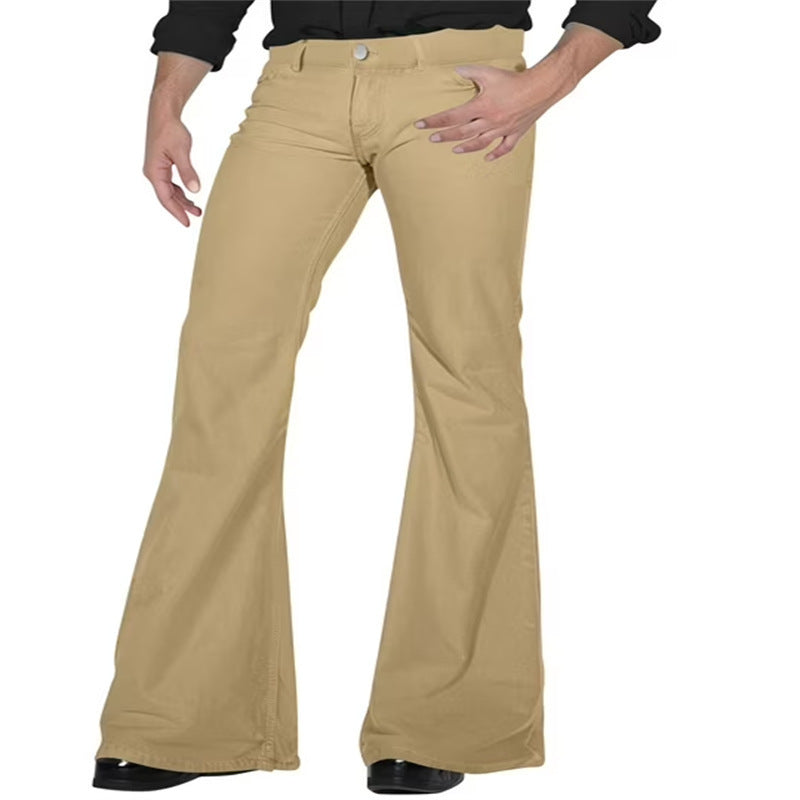 Solid Color Daily Casual Stretch Slim Retro Bell-bottom Pants DEU818