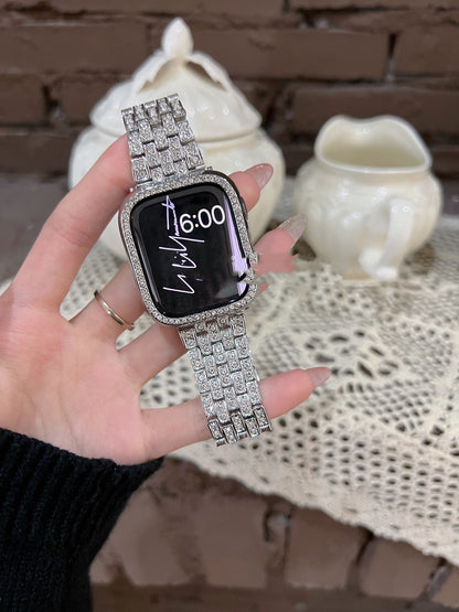 Neutral Diamond Set Metal Stainless Steel Strap