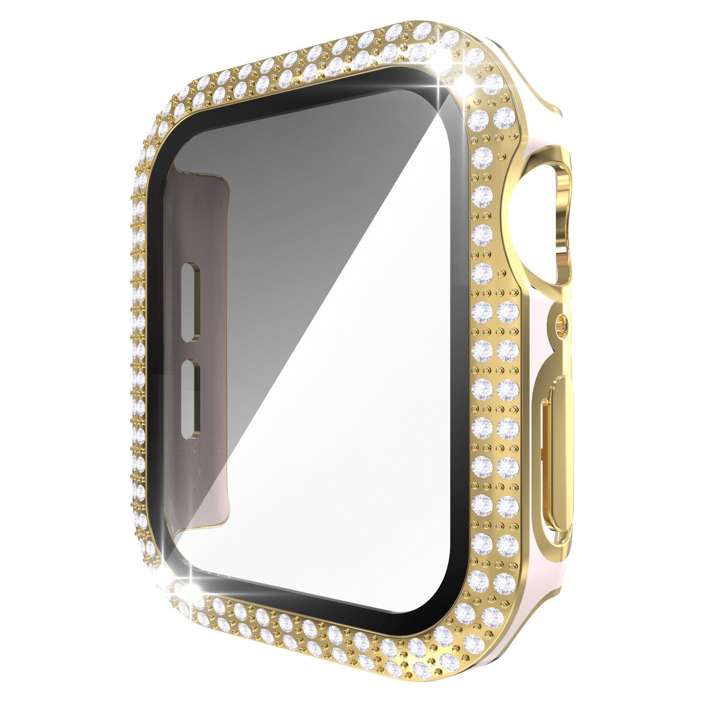 Electroplating Two Color Double Diamond One Piece Shell PC Plus Tempered Film