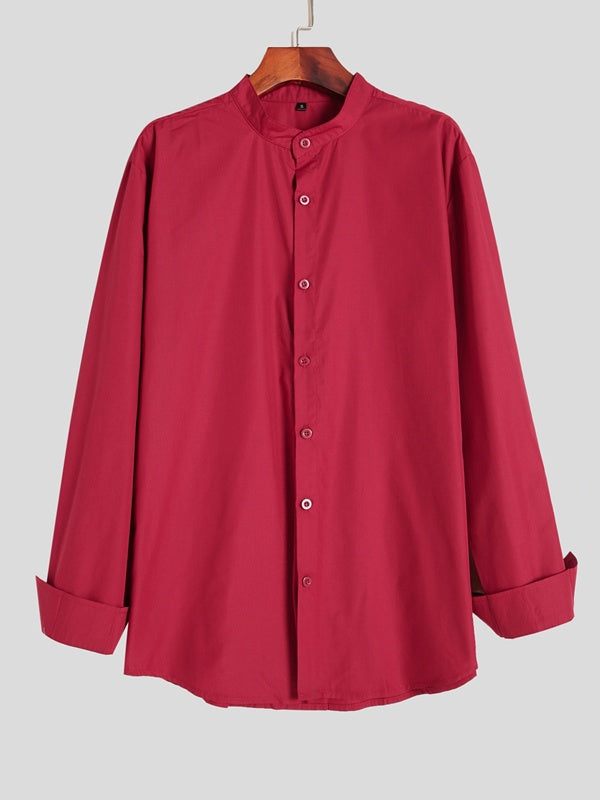 Teenage Men's Stand-up Collar Casual Shirt DEU818