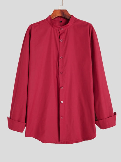 Teenage Men's Stand-up Collar Casual Shirt DEU818