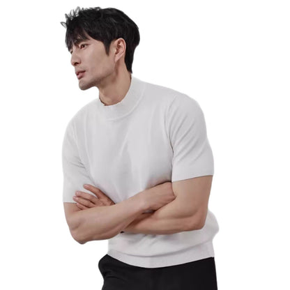 Knitwear Men's Ice Silk Half Turtleneck Solid Color DEU818
