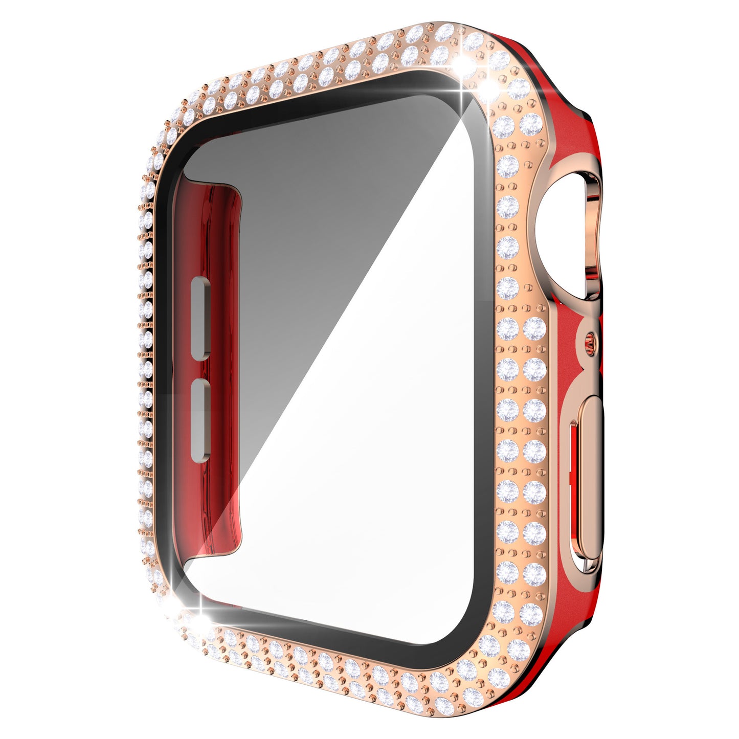 Electroplating Two Color Double Diamond One Piece Shell PC Plus Tempered Film