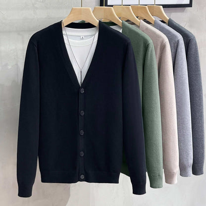 Knitted Cardigan Men's Sweater Coat Outer Wear Casual V-neck
