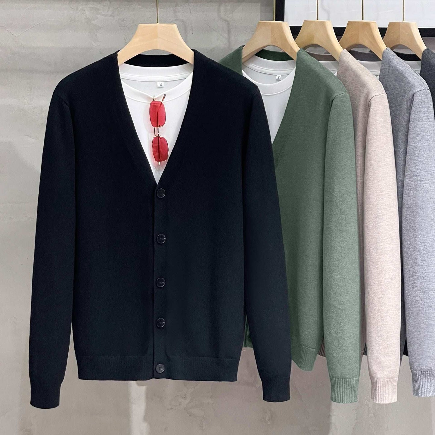 Knitted Cardigan Men's Sweater Coat Outer Wear Casual V-neck