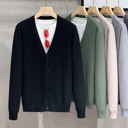 Knitted Cardigan Men's Sweater Coat Outer Wear Casual V-neck