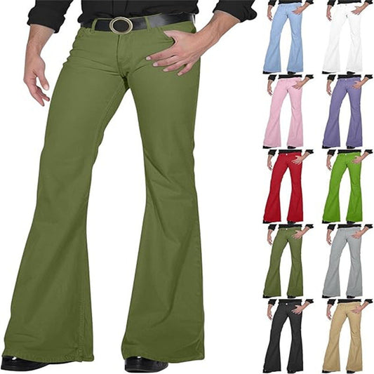 Solid Color Daily Casual Stretch Slim Retro Bell-bottom Pants DEU818