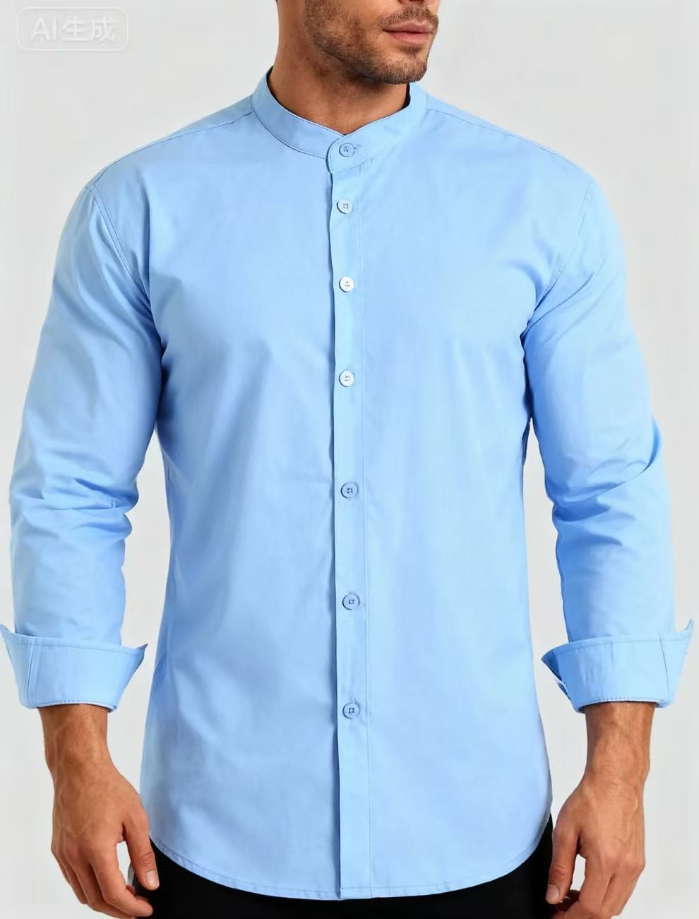 Teenage Men's Stand-up Collar Shirt DEU818