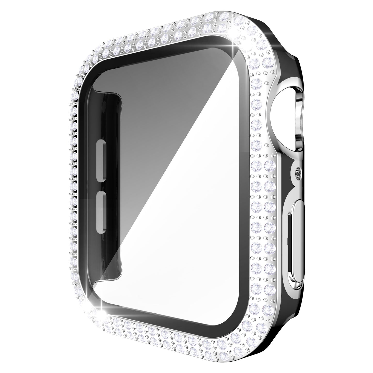 Electroplating Two Color Double Diamond One Piece Shell PC Plus Tempered Film