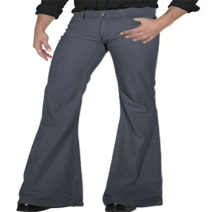 Solid Color Daily Casual Stretch Slim Retro Bell-bottom Pants DEU818